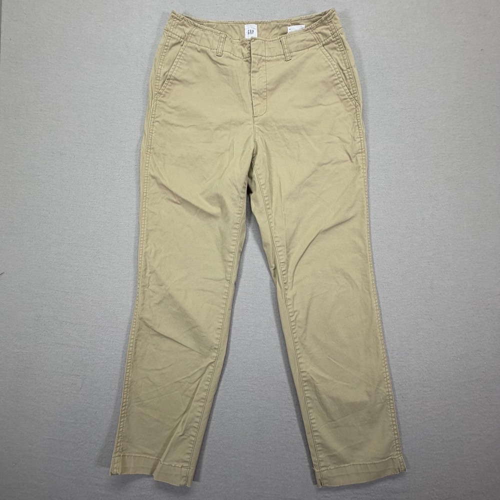 Gap Downtown Khaki Pants Womens 4 Good Tan‎ Straight Leg Chino Stretch